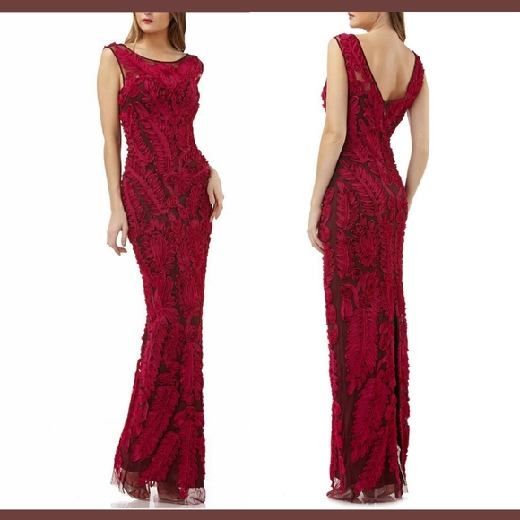 NEW $310 JS Collection Chiffon Soutache‎ Mesh Column Dress [SZ 6 ] - Picture 1 of 8